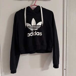 Adidas Women's Black Cropped Hoodie